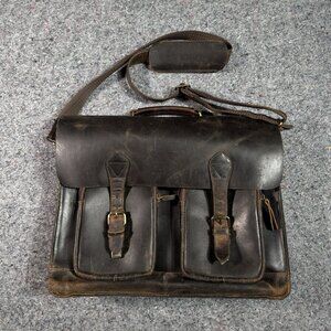 Tuzech Retro Buffalo Hunter Leather Laptop Messenger Bag